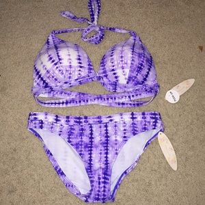 Red Camel Tie-dye Halter Bikini Set